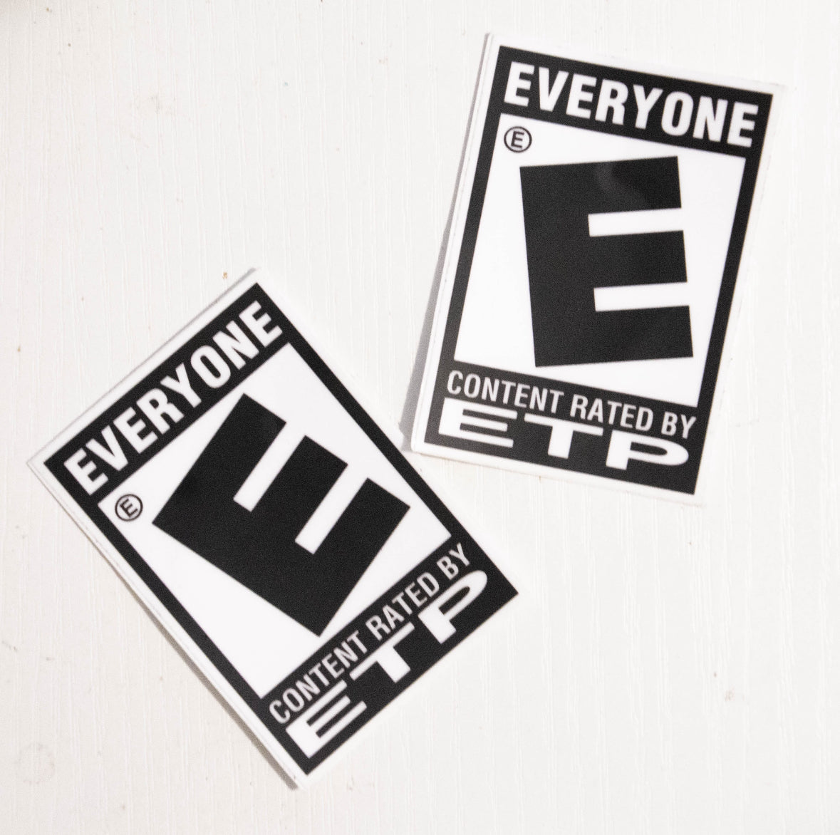 E for Everyone logo stickers